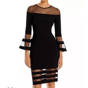 AQUA Bell-Sleeve Illusion Dress - 100% Exclusive Bloomingdale’s Black Size 2.